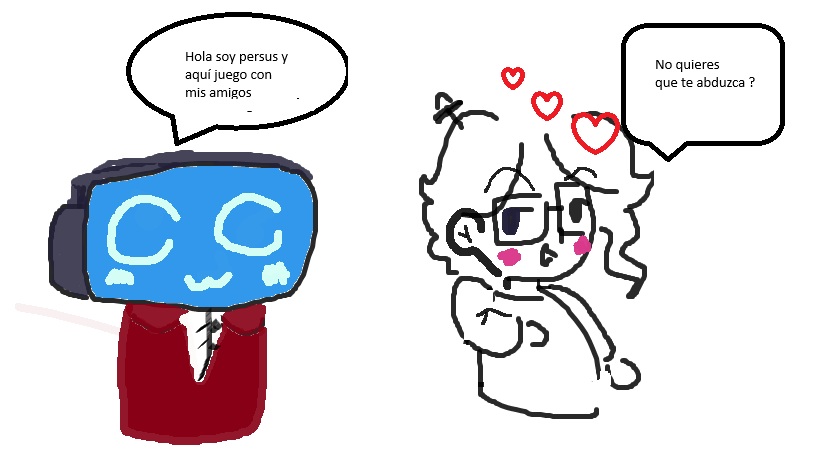 Perus tv head mirando a modu diciendole si quiere ser atrapado y llevado por ella 